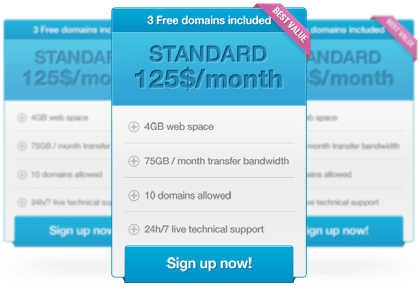 قیمت پلن هاست / Pricing Table