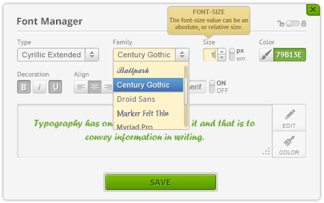 تنظیمات و مدیریت فونت