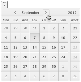 تقویم میلادی با امکان نمایش هفته