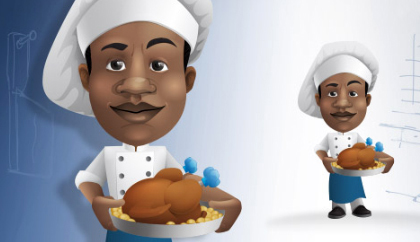 آشپز با سینی غذا / Chef Character Holding A Tray