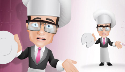 آشپز با یک بشقاب شکسته / Cook Character Holding A Broken Plate