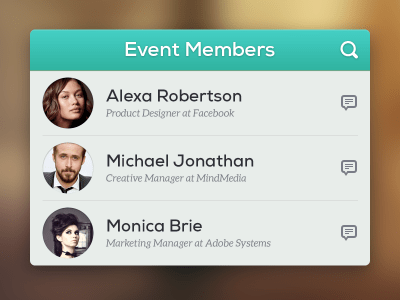 رابط کاربری رویداد کاربران