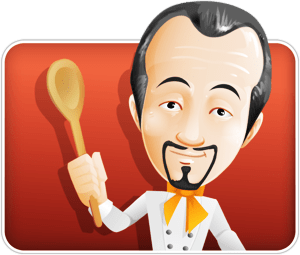 آشپز روی پس‌زمینه قرمز