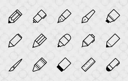 آیکون‌های ابزارهای نوشتن / Writing Implements Icons