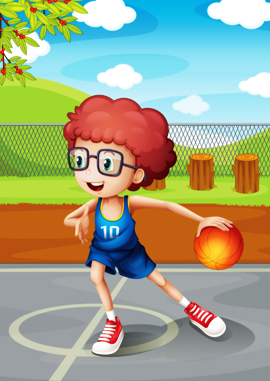 یک پسر جوان در حال بازی با توپ بسکتبال / A Young Boy Playing Basketball