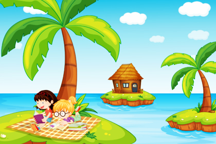 دختران در حال مطالعه کردن در جزیره / Girls Studying In The Island