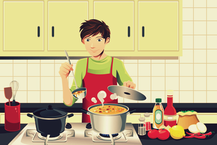 مرد در حال آشپزی