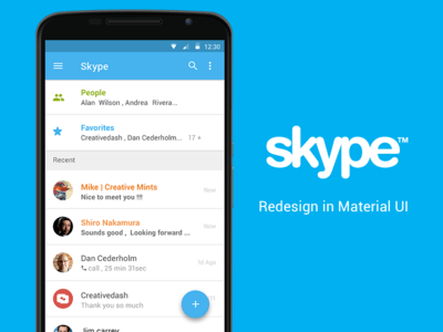 Skype Material UI By IndiaNIC