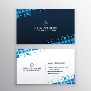 کارت ویزیت با مربّع‌های آبی / Business Card With Blue Squares